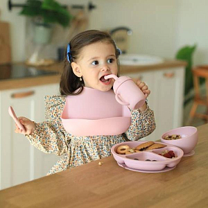 Набор детской силиконовой посуды LUKNO, клевер котики